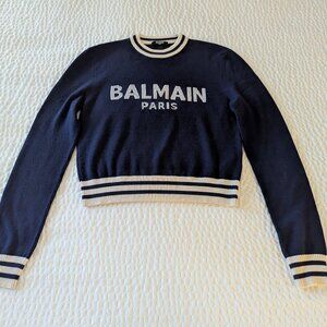 Balmain Logo padded Shoulder Jumper Sweater